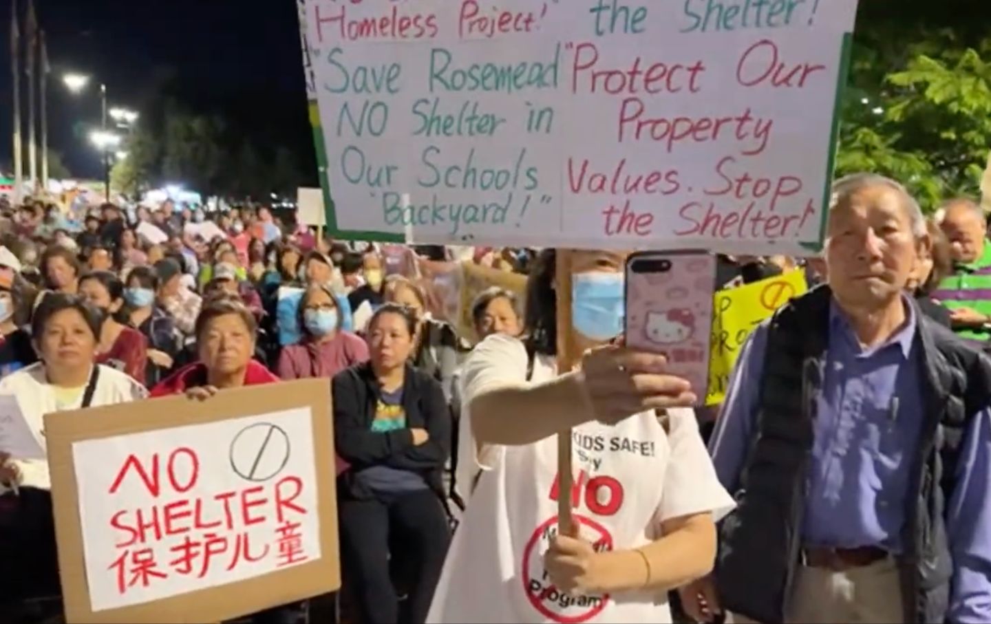 Residents of Rosemead, California, during a protest against a supportive housing project on October 22, 2024.